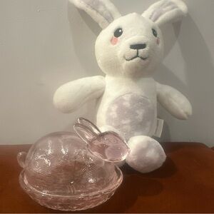 Feminine bunny bundle pink pressed glass trinket  Laura Ashley Stuffy  Easter